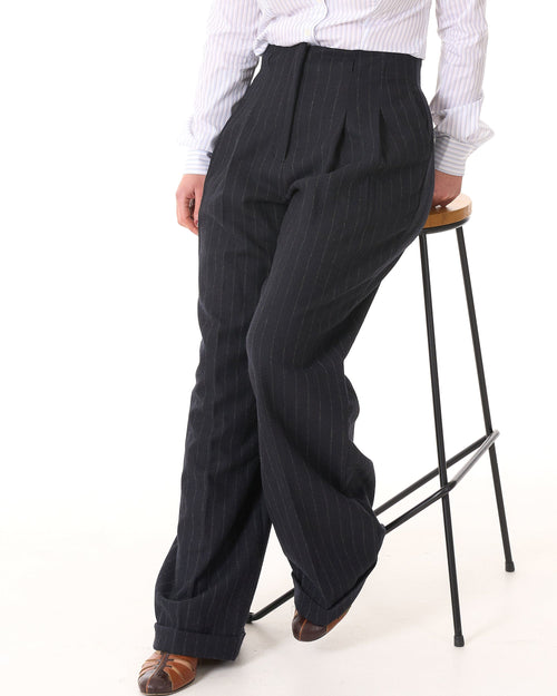 1930s Marlene Trousers - chalk stripe wool