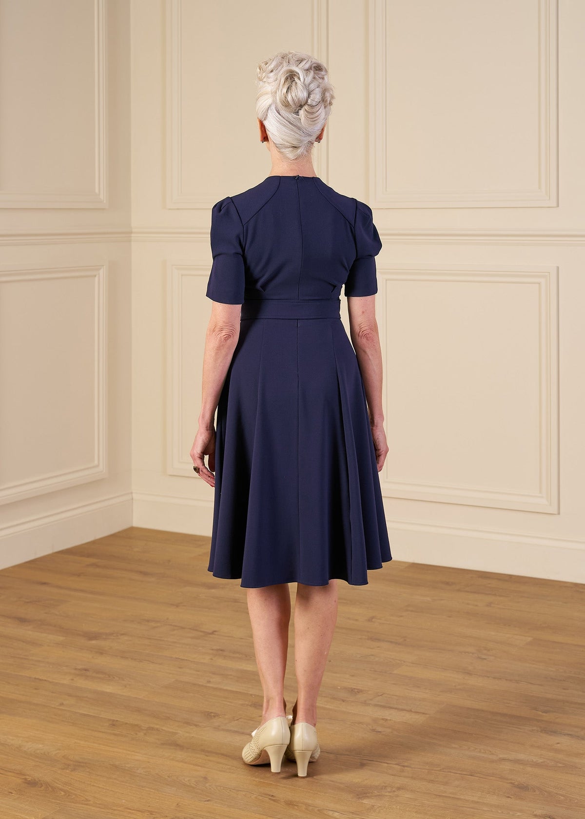 1940s Stanwyck Dress - Navy