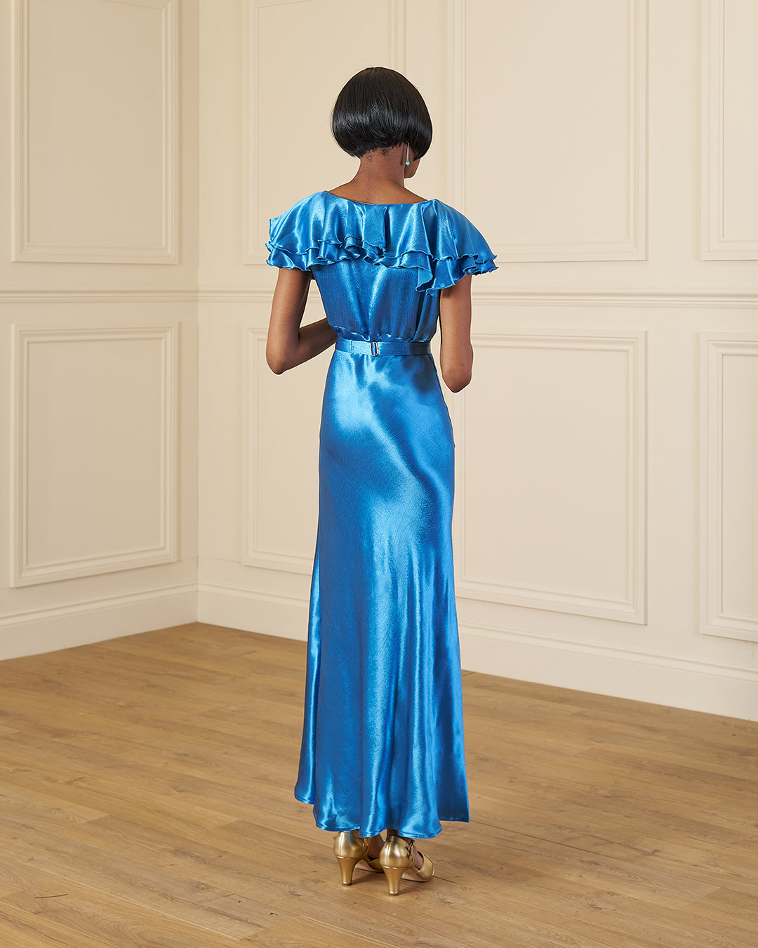 1930s Pandora Bias Cut Gown - Marine Satin