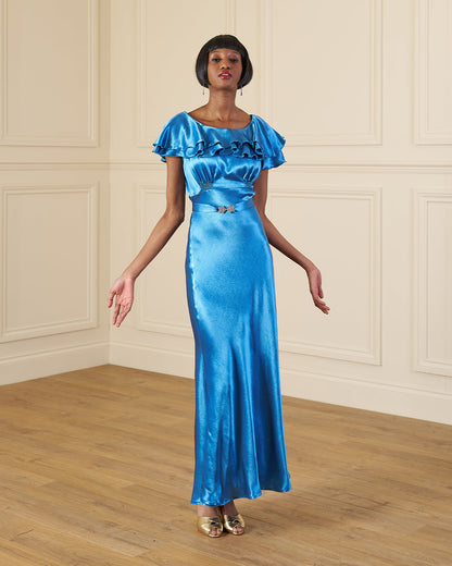 1930s Pandora Bias Cut Gown - Marine Satin
