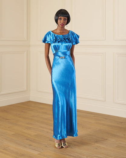 1930s Pandora Bias Cut Gown - Marine Satin