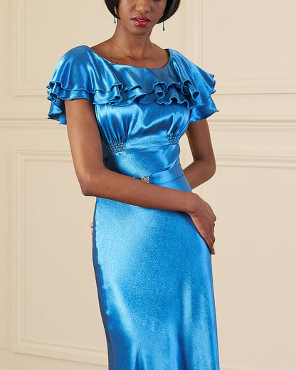 1930s Pandora Bias Cut Gown - Marine Satin