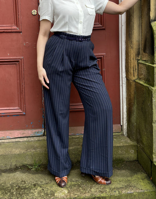 1930s Marlene Trousers - pinstripe twill