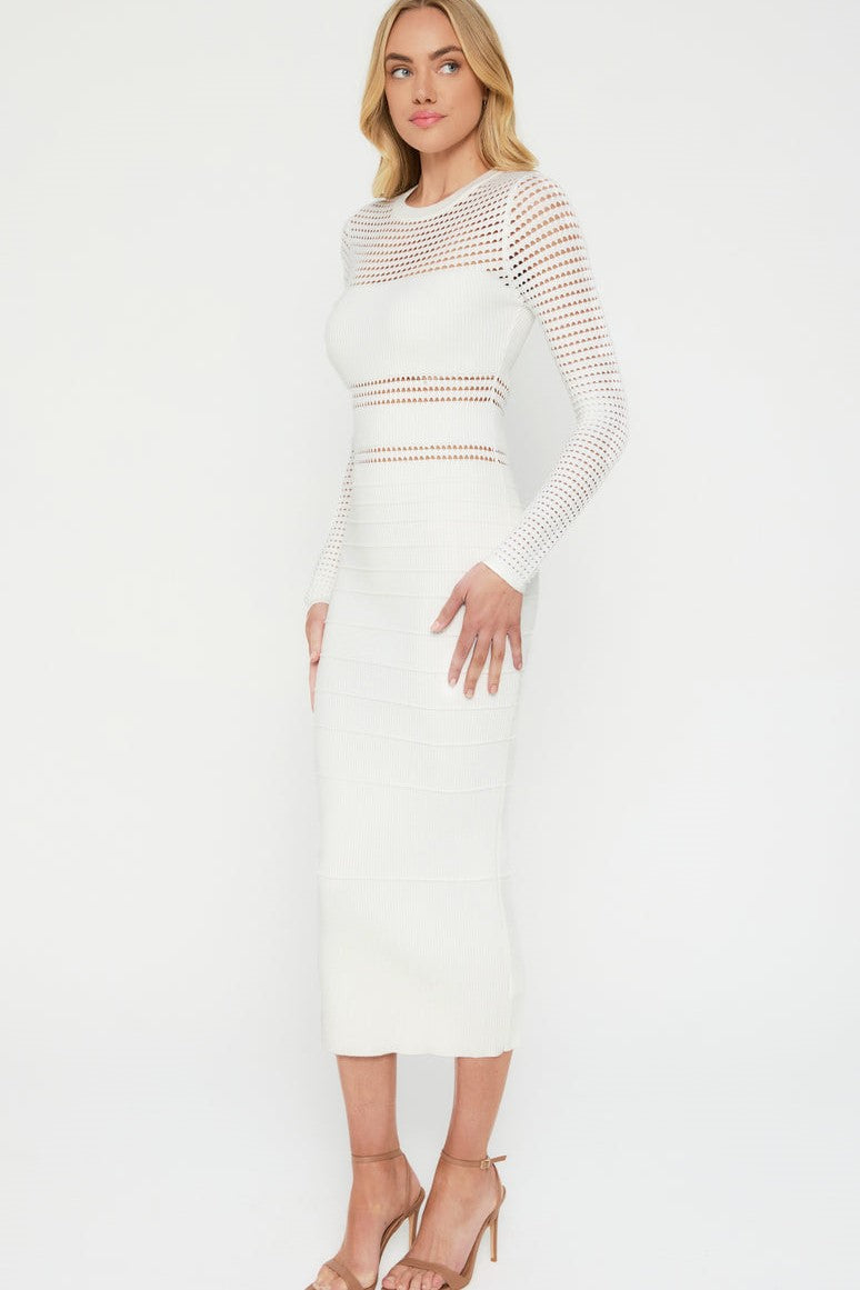 Jessa Crochet Midi Dress - White