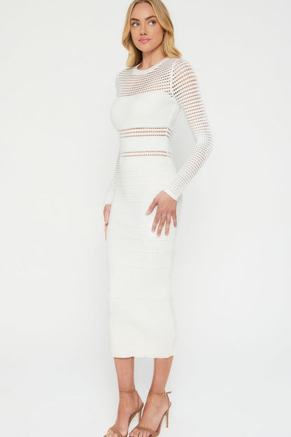 Jessa Crochet Midi Dress - White