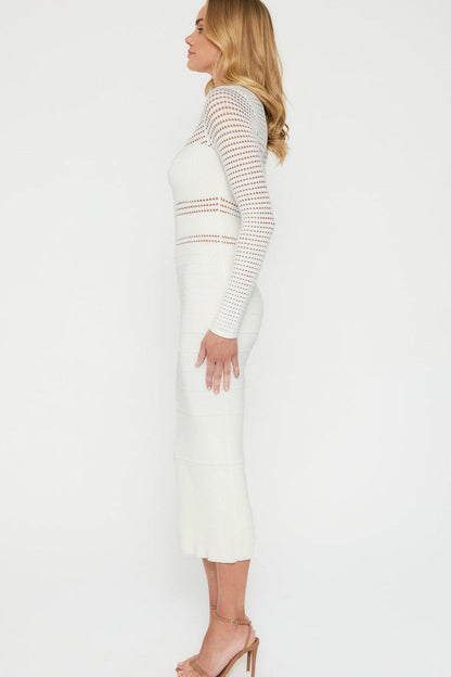 Jessa Crochet Midi Dress - White