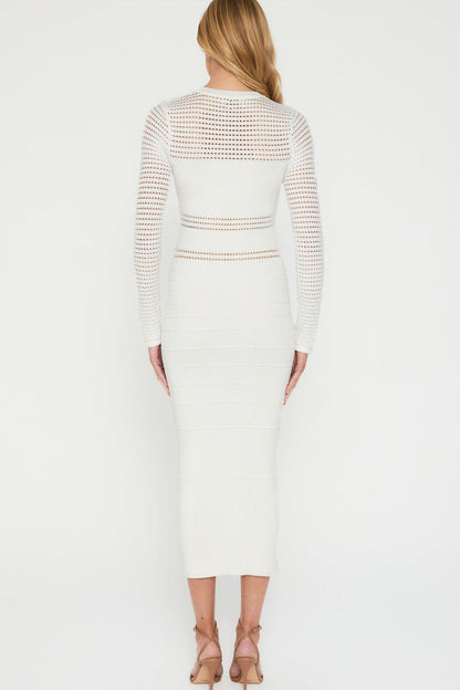 Jessa Crochet Midi Dress - White