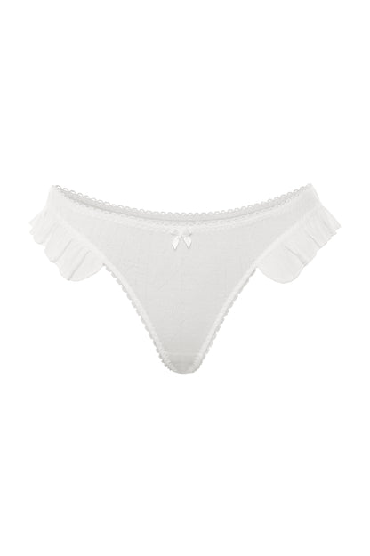 Bambi Ruffle Thong - White