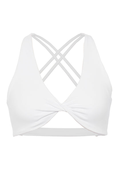 Mia Cross Front Bra - White