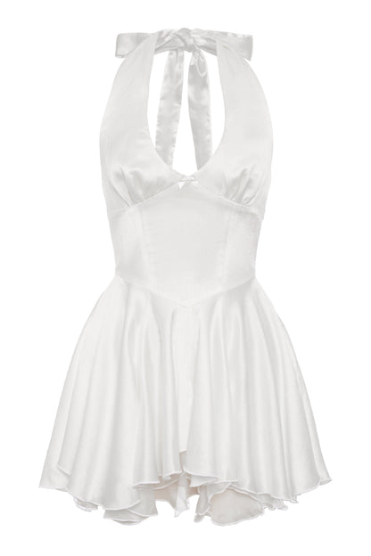 Regina Crepe Satin Dress - White