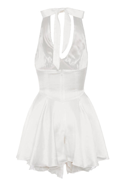 Regina Crepe Satin Dress - White