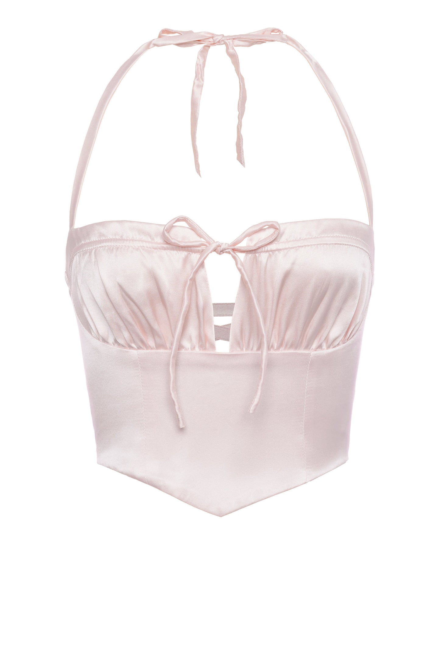 Aria Silk Satin Corset - Pink