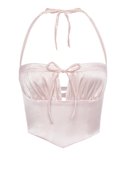 Aria Silk Satin Corset - Pink