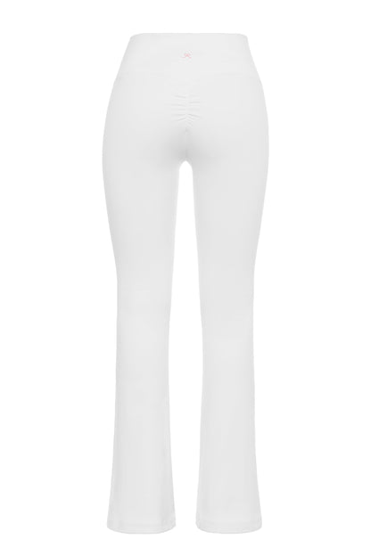 Zoe Petite Scrunch Flare Leggings - White