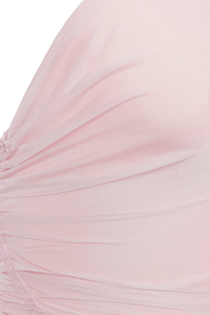 Volante Silk Chiffon Top - Pink