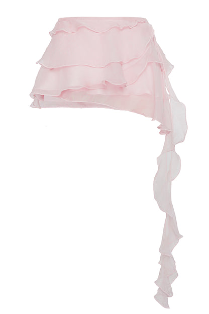 Volante Silk Chiffon Skirt - Pink