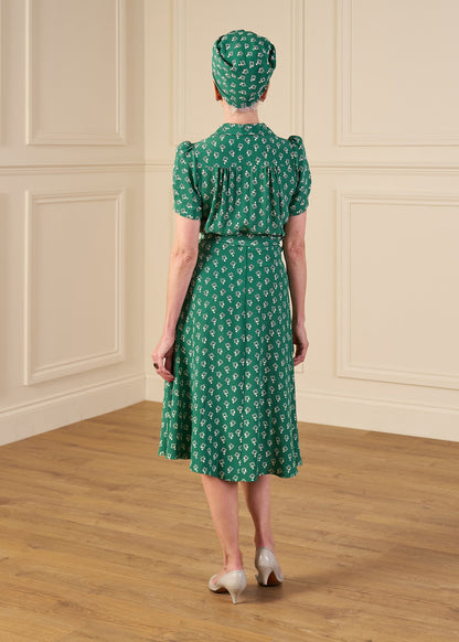 1940s Shirt-Waister Dress - Dia Deco Emerald