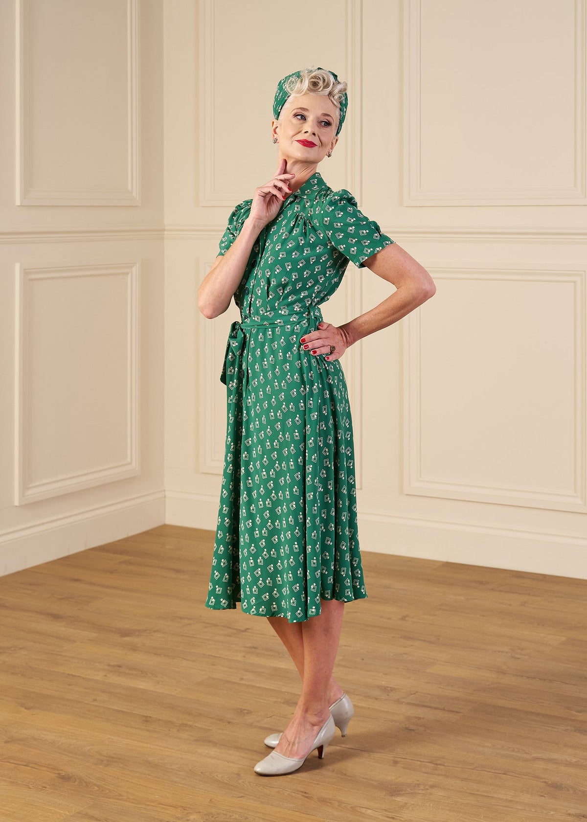 1940s Shirt-Waister Dress - Dia Deco Emerald