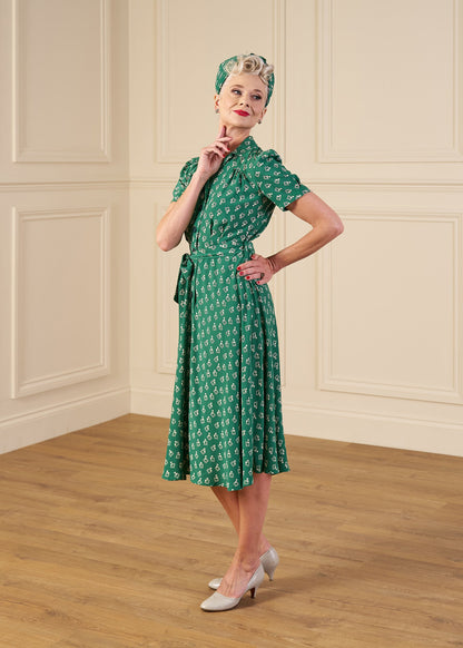 1940s Shirt-Waister Dress - Dia Deco Emerald