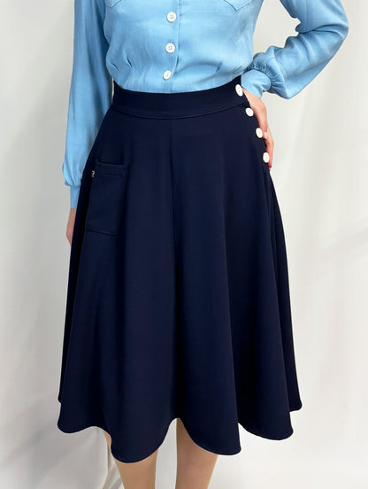 1940s Whirlaway Skirt - Navy