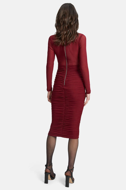 Yasmeen Midi Mesh Dress - Burgundy