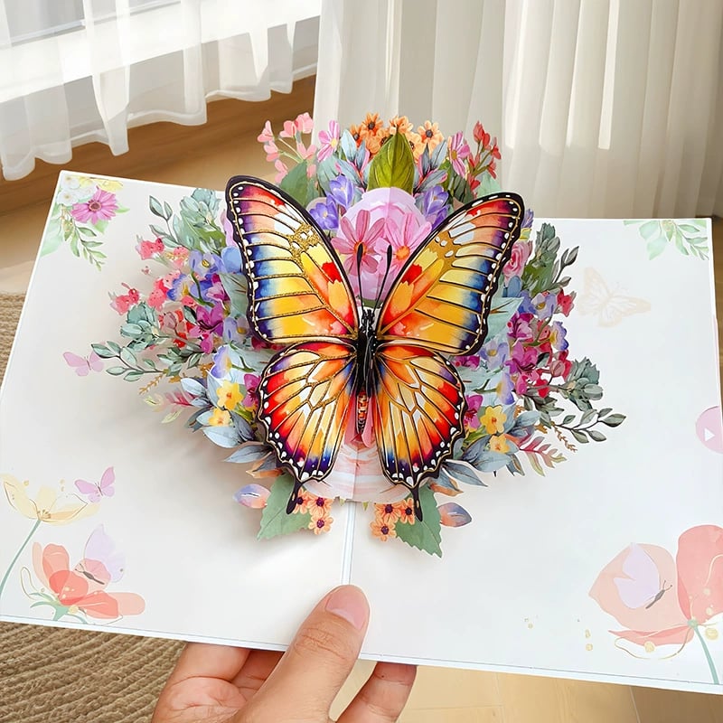 ü¶ã Vibrant 3D  Butterfly & Daisy Pop-Up Greeting Card