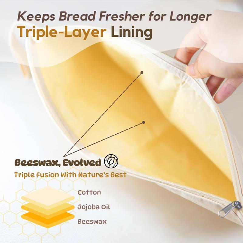 üçûWide Zipper Access Cotton & Beeswax Bread Bags for Sourdough‚ú®