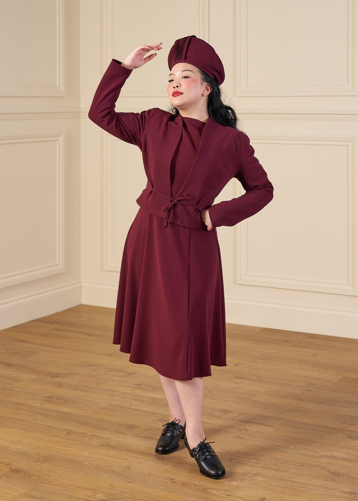 1940s Stanwyck Dress - Aubergine