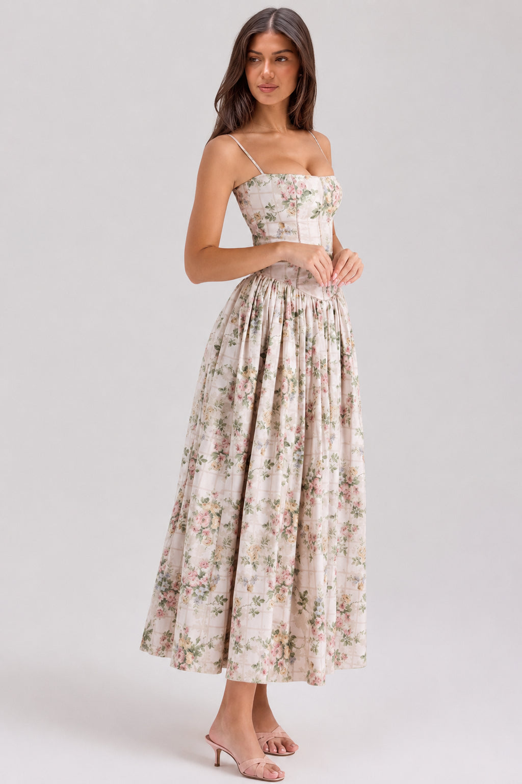 Sexy Floral Cami Bodycon Maxi Dress