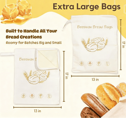 üçûWide Zipper Access Cotton & Beeswax Bread Bags for Sourdough‚ú®
