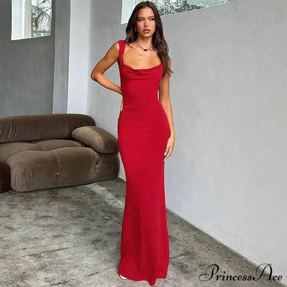 Back Split Knitted Maxi Dress