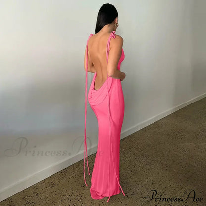 Backless Draped Maxi Dress