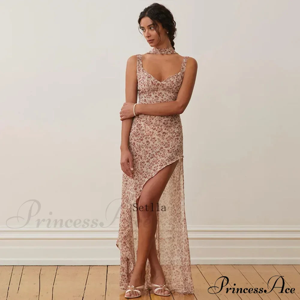 Backless Floral Birthday Maxi Dress