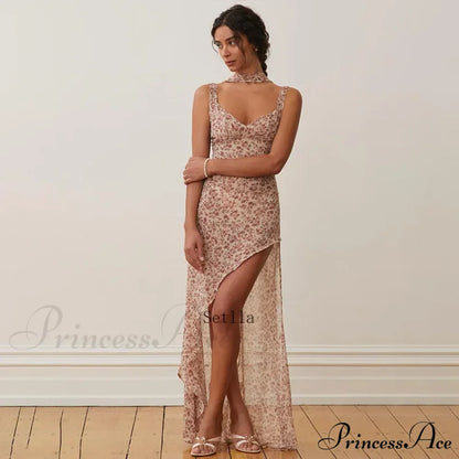 Backless Floral Birthday Maxi Dress
