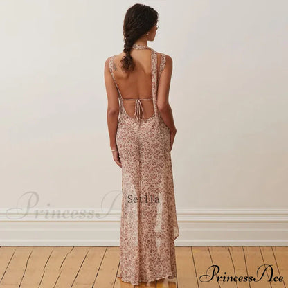 Backless Floral Birthday Maxi Dress