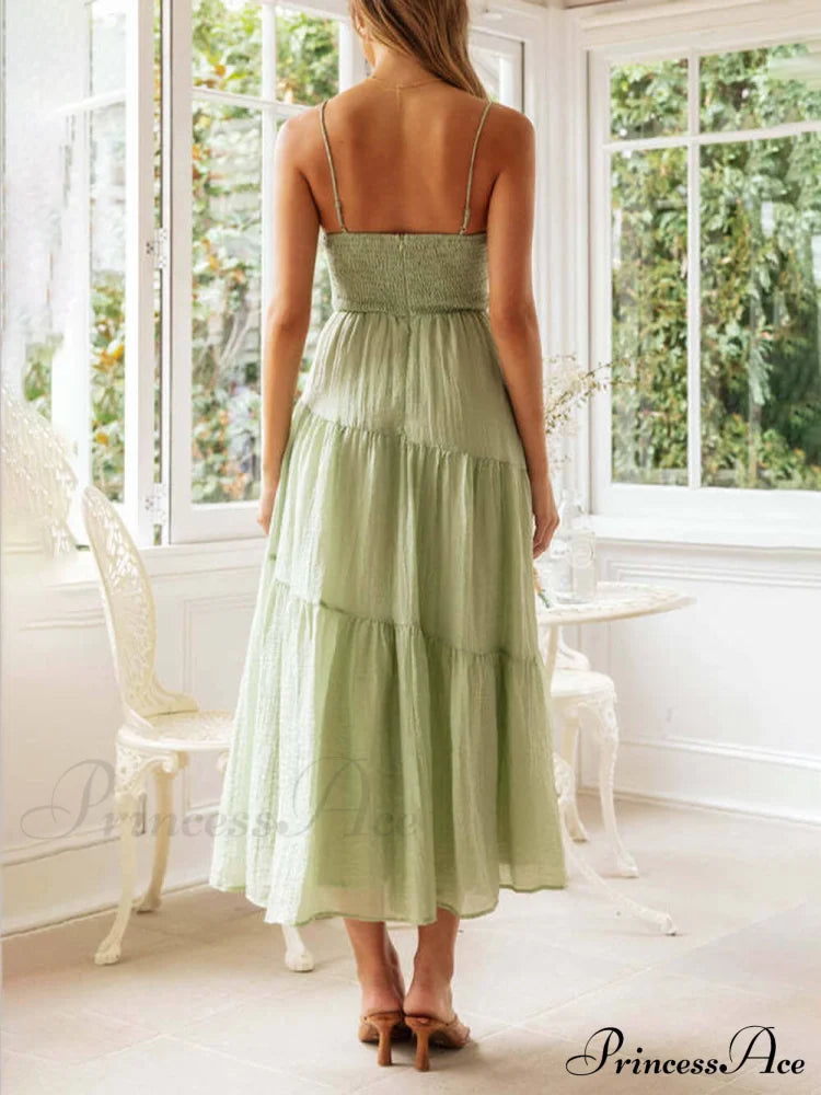 Backless Lace-Up Sleeveless Charming Patchwork Slip Dress