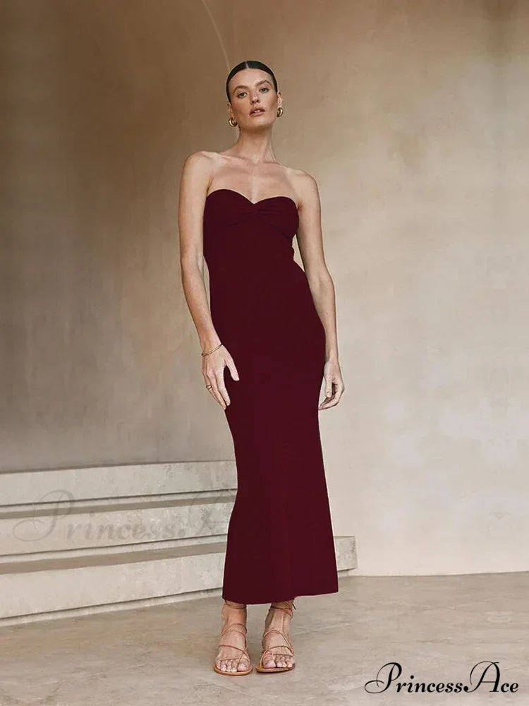 Backless Twist Knitted Fashion Outfits Maxi Dress
