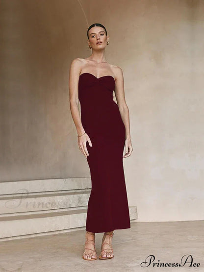 Backless Twist Knitted Fashion Outfits Maxi Dress