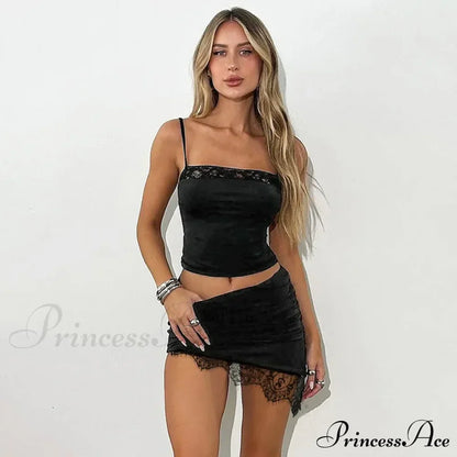 Bandage Lace Trim Asymmetric Mini Dress
