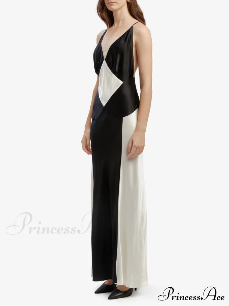 Black Ivory Stylish Contrast Maxi Dress