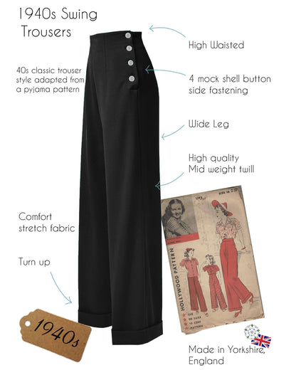 1940s Swing Trousers - Black