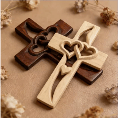 ‚úùÔ∏èHandcrafted Two Heart Cross