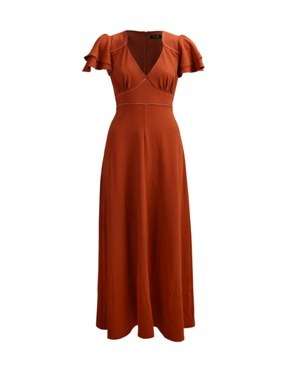 1970s Carrie Midi Dress - Rust