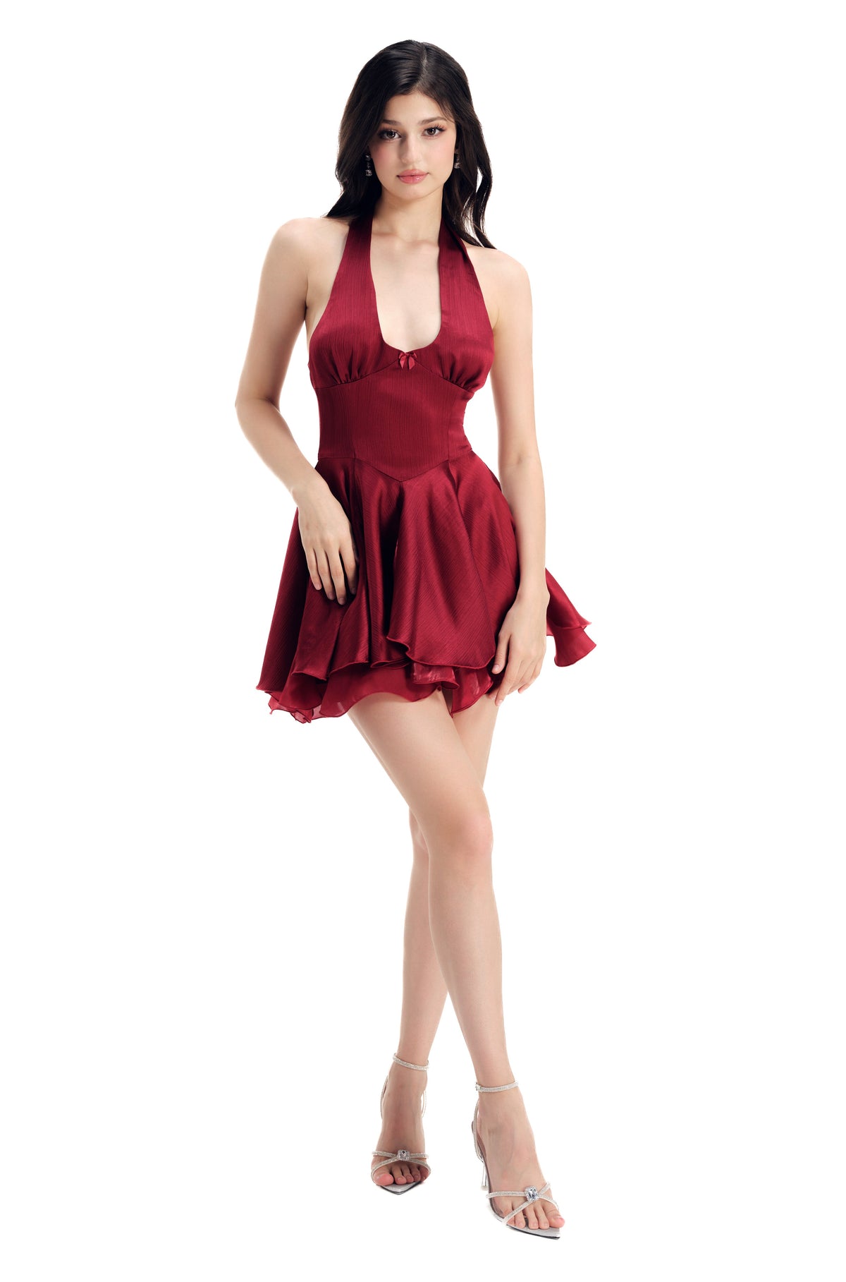 Regina Crepe Satin Dress - Cherry Wine