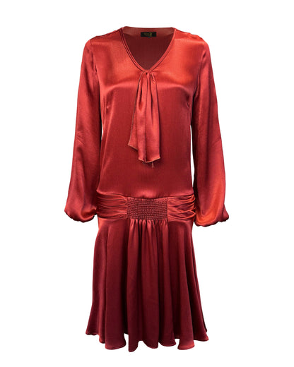 1920s Constance Dress - Rust Satin