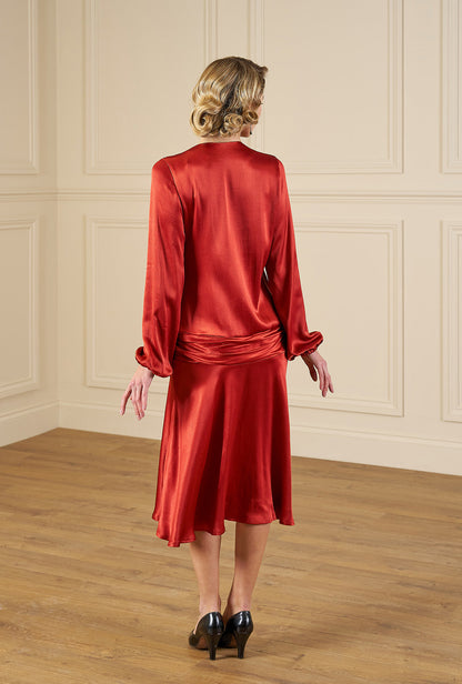 1920s Constance Dress - Rust Satin