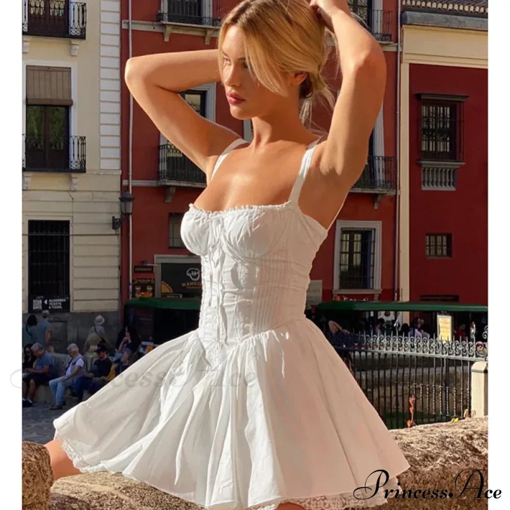 Cottagecore Grunge Lace Corset Mini Dress