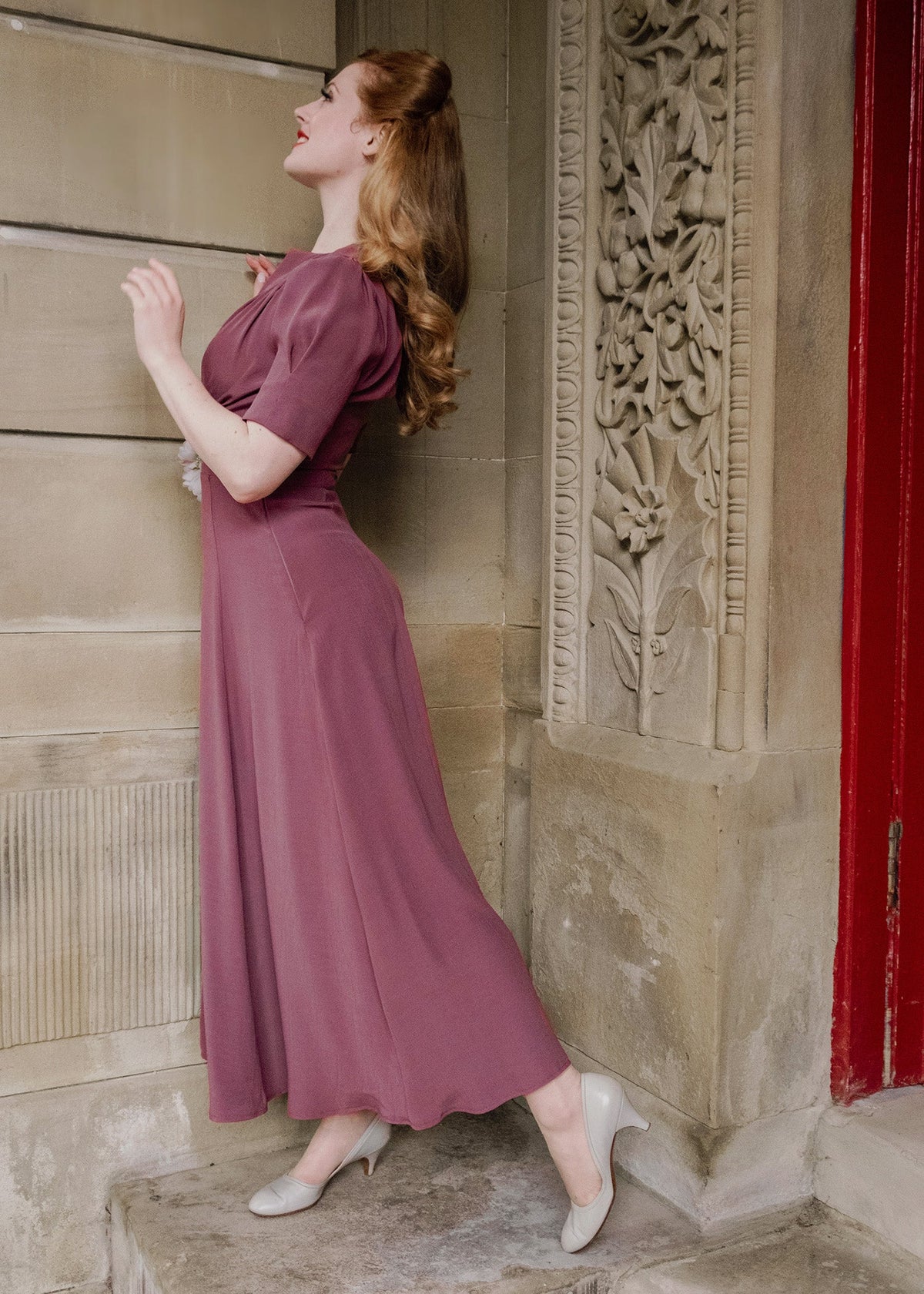 1940s 'Girl Friday' Midi Dress - Plum