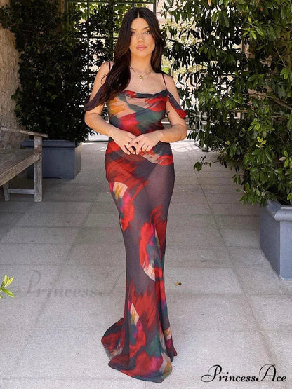 Cut Out Backless Split Maxi Dress