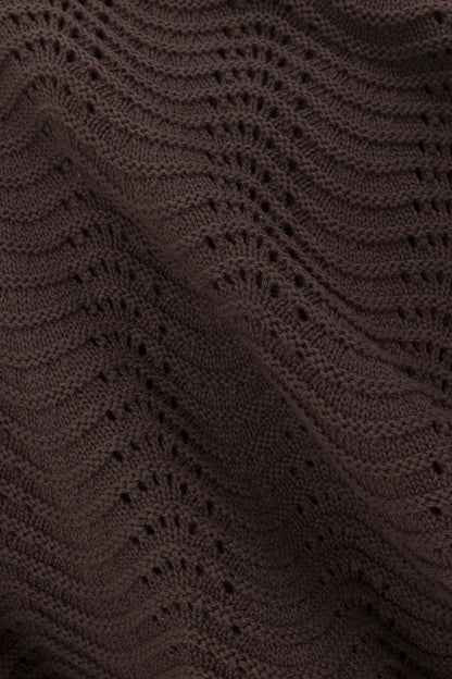 Scallop Knit Maxi Dress - Chocolate
